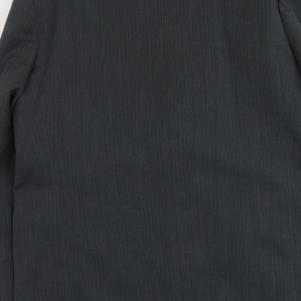 Reve Mens Grey Striped Polyester Jacket Suit Jacket Size L Regular