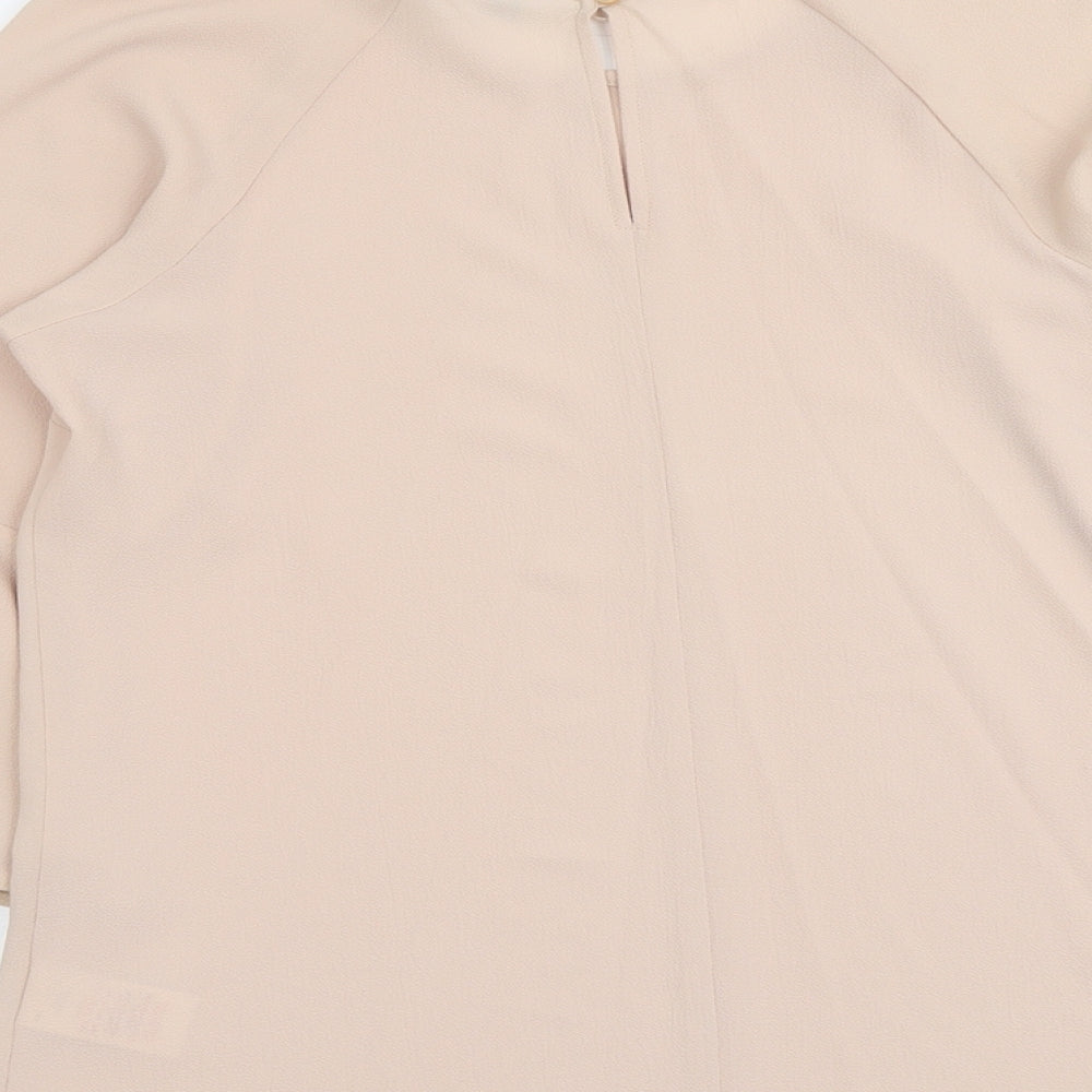 Peacocks Womens Pink Polyester Basic Blouse Size 8 Round Neck
