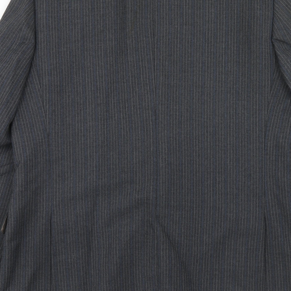 BARONIA Mens Grey Striped Wool Jacket Suit Jacket Size 38 Regular