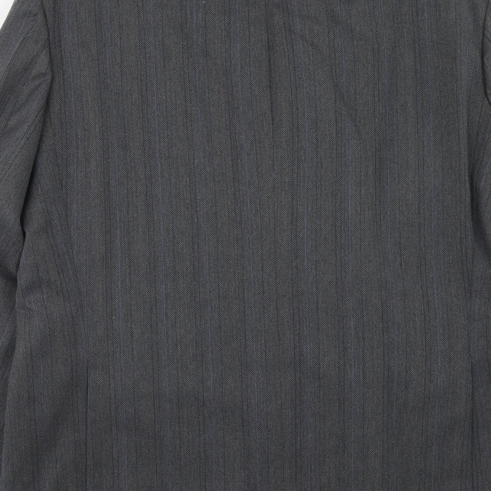 Turo Mens Grey Striped Polyester Jacket Suit Jacket Size 44 Regular