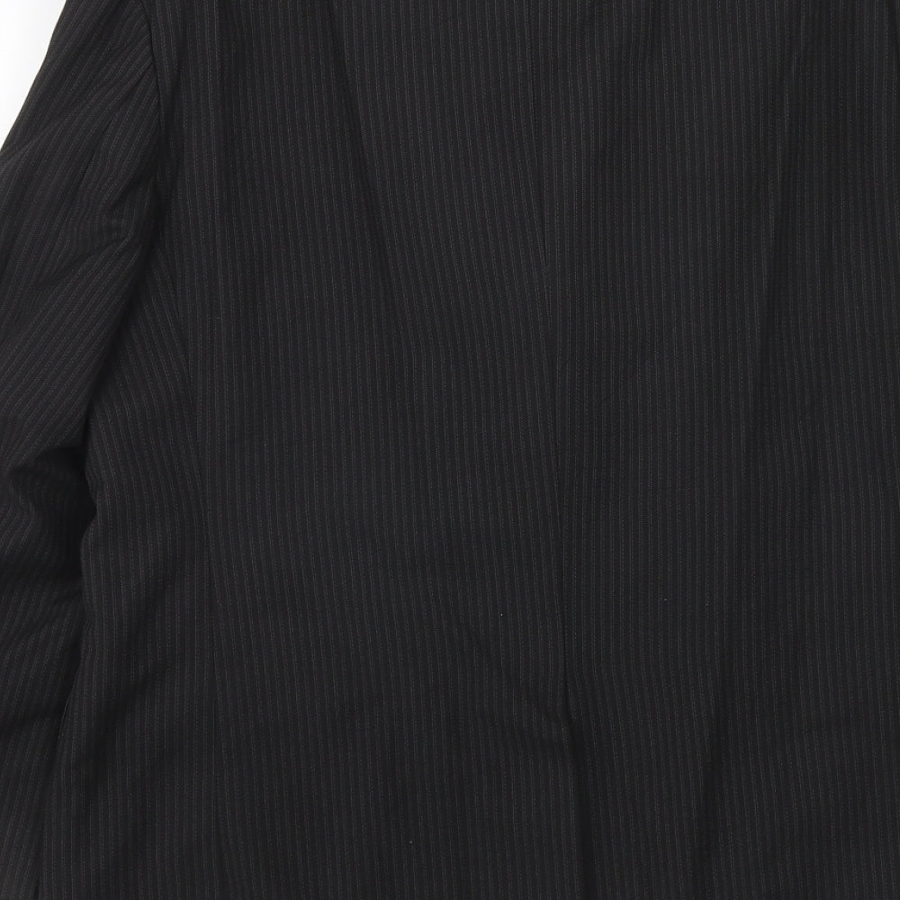 Gibson Mens Black Striped Polyester Jacket Suit Jacket Size 40 Regular