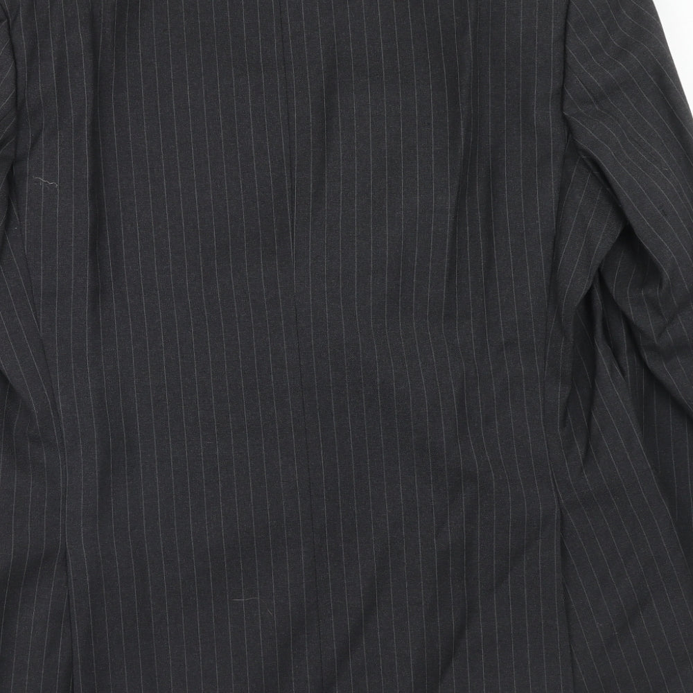 Varteks Mens Grey Striped Polyester Jacket Suit Jacket Size 42 Regular