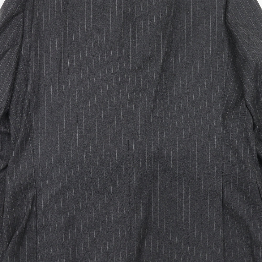 Marks & Spencer Mens Grey Striped Wool Jacket Suit Jacket Size 42 Regular