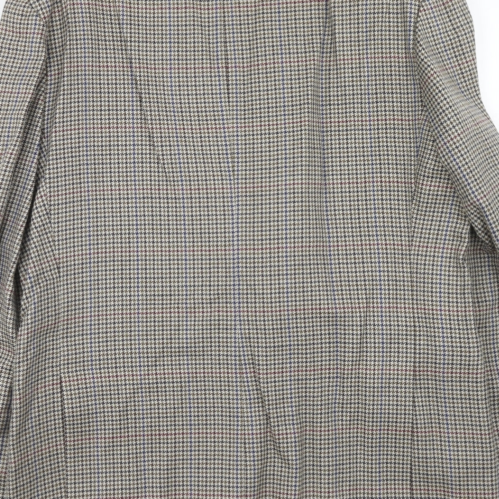 Classic Mens Brown Geometric Wool Jacket Blazer Size 40 Regular