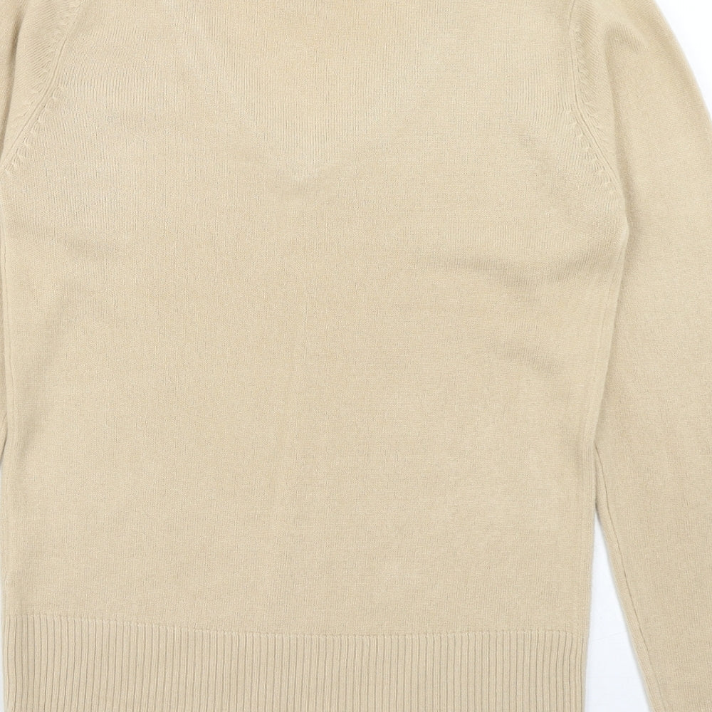 EA Womens Beige V-Neck Acrylic Pullover Jumper Size S