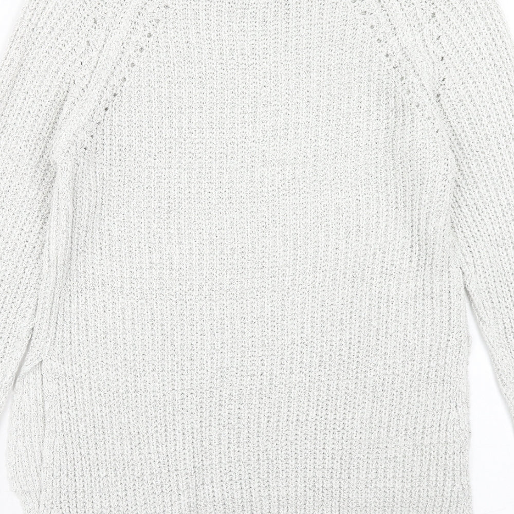 Papaya Womens Grey Boat Neck Acrylic Pullover Jumper Size S