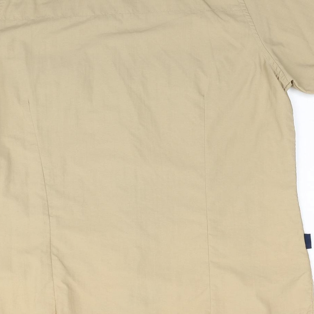 Granite Womens Beige Polyester Basic Button-Up Size 12 Collared