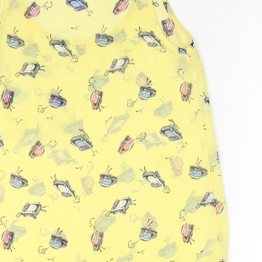Internacionale Womens Yellow Geometric Polyester Basic Tank Size 6 Round Neck - Cars