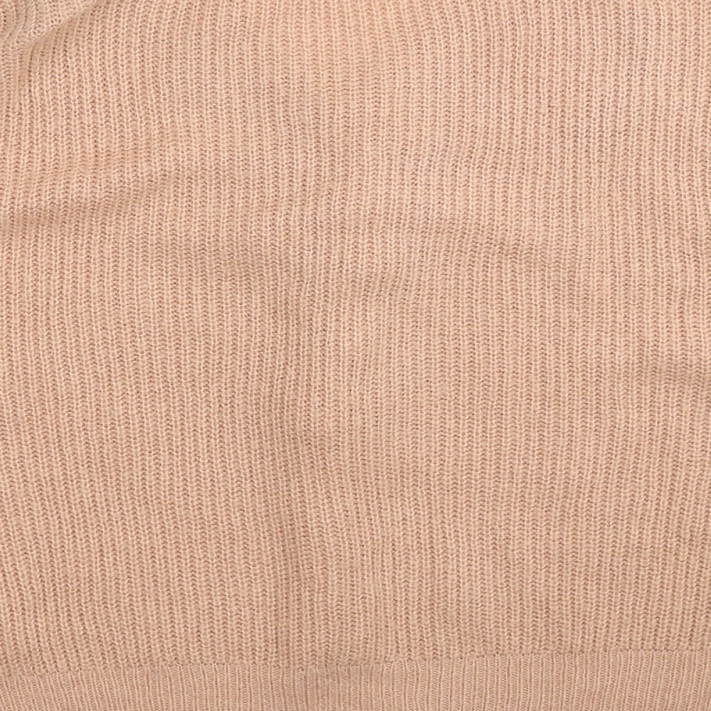 H&M Womens Orange V-Neck Acrylic Pullover Jumper Size S