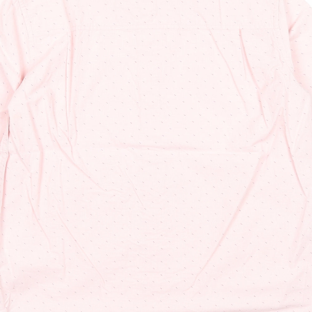 Place Mens Pink Geometric Cotton Button-Up Size 14 Collared Button