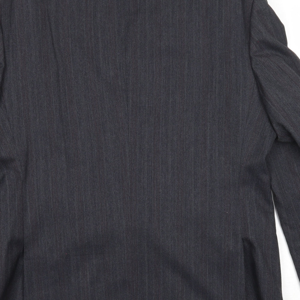 Pin Stripe Mens Black Striped Polyester Jacket Suit Jacket Size 42 Regular