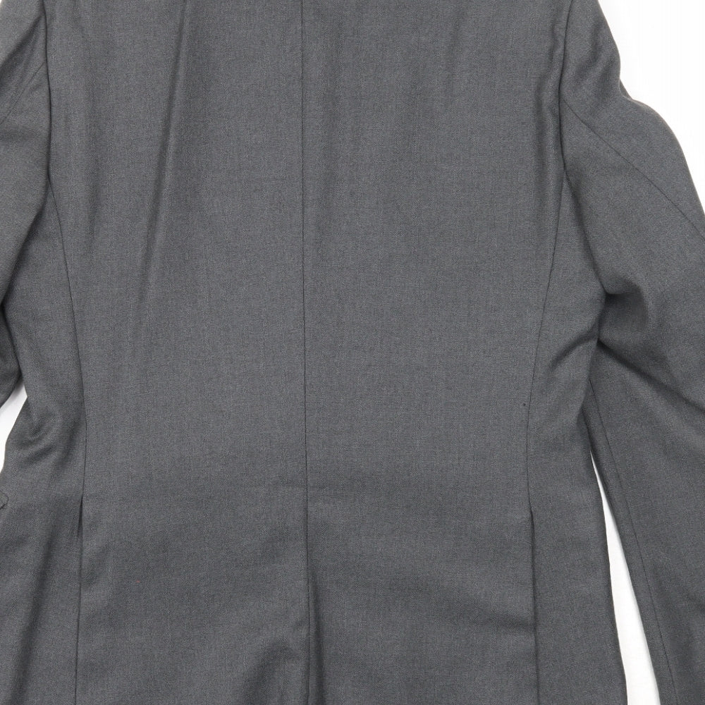 Preworn Mens Grey Polyester Jacket Suit Jacket Size 38 Regular