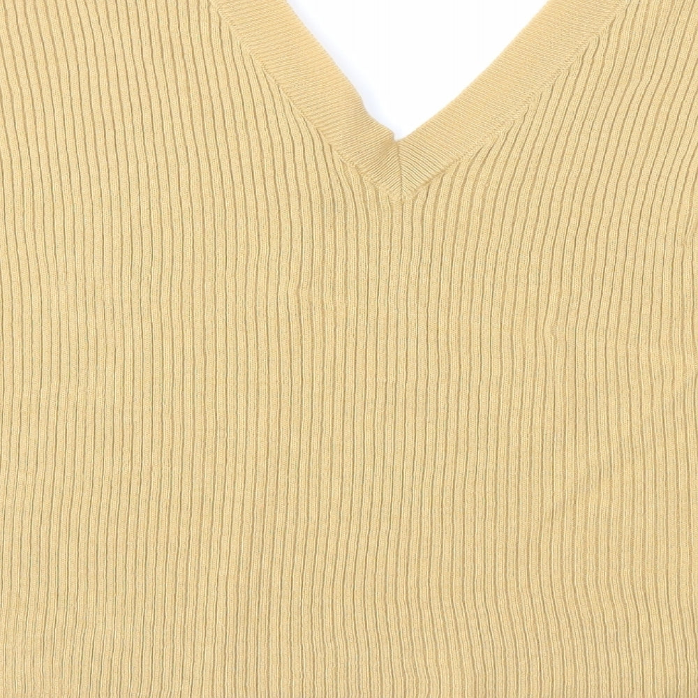ASOS Womens Beige V-Neck Acrylic Pullover Jumper Size 10