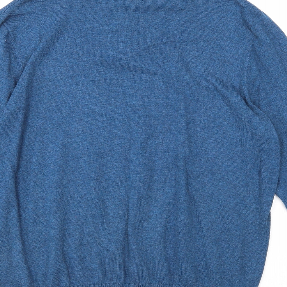 Marks & Spencer Mens Blue Collared Cotton Pullover Jumper Size M Long Sleeve - Shirt Insert