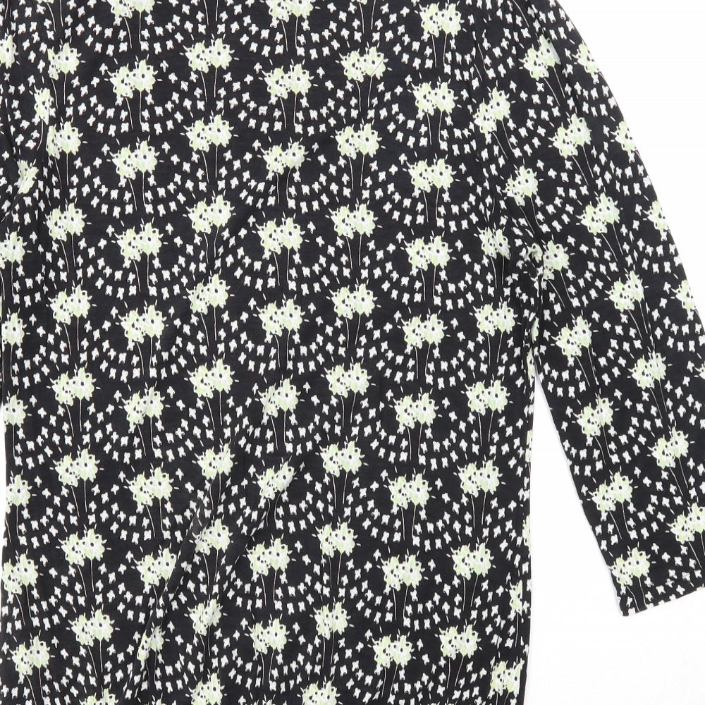 NEXT Womens Black Geometric Polyester Basic Blouse Size 10 Round Neck