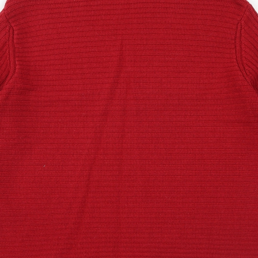 monari Womens Red Boat Neck Herringbone Polyester Pullover Jumper Size 16