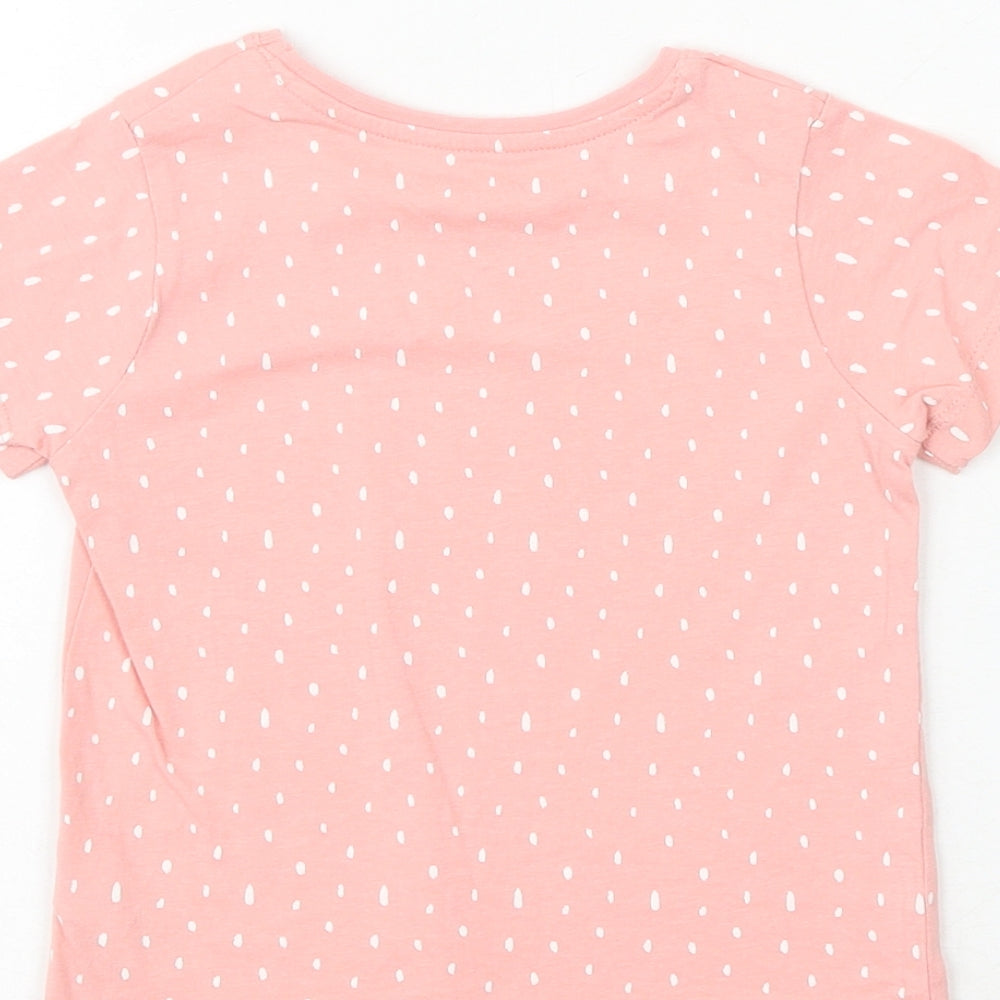Primark Girls Pink Geometric 100% Cotton Basic T-Shirt Size 2-3 Years Round Neck Pullover - Smile & Pass It On