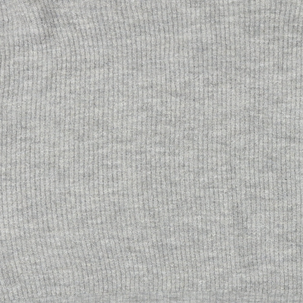 New Look Womens Grey V-Neck Acrylic Pullover Jumper Size L
