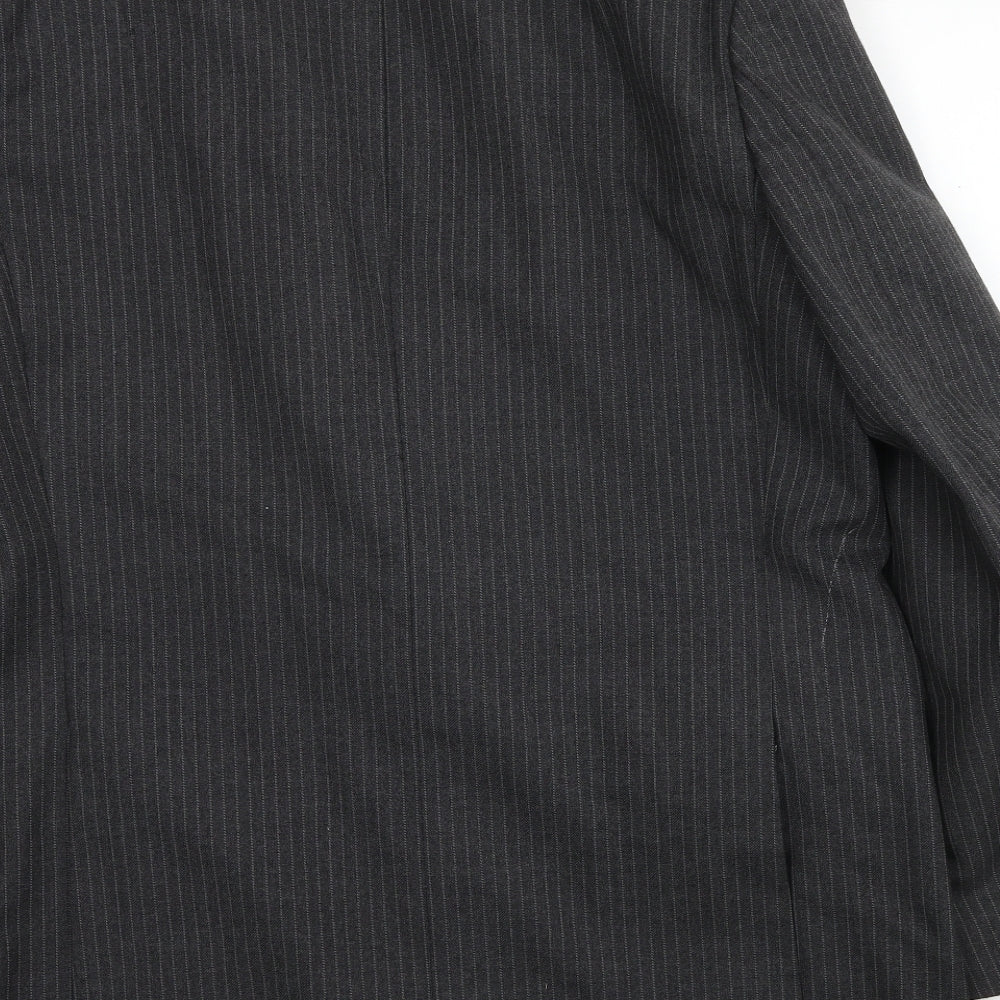 Marks & Spencer Mens Grey Striped Polyester Jacket Suit Jacket Size 46 Regular