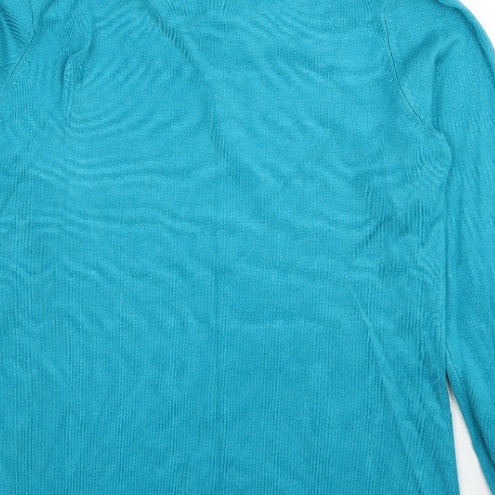 Bonmarché Womens Blue Round Neck Viscose Pullover Jumper Size S