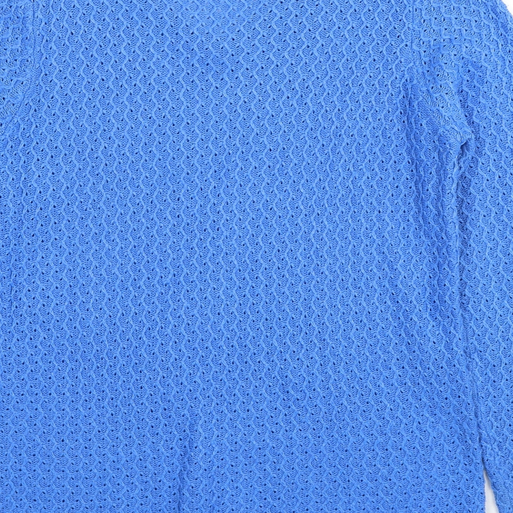 EWM Womens Blue V-Neck Acrylic Pullover Jumper Size 10 - Size 10-12