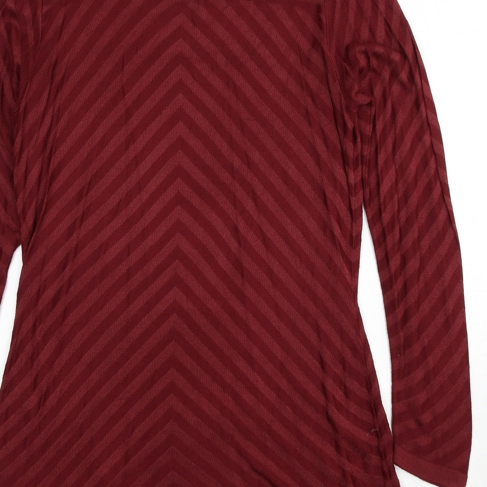 Per Una Womens Red Geometric Viscose A-Line Size 12 Round Neck Pullover