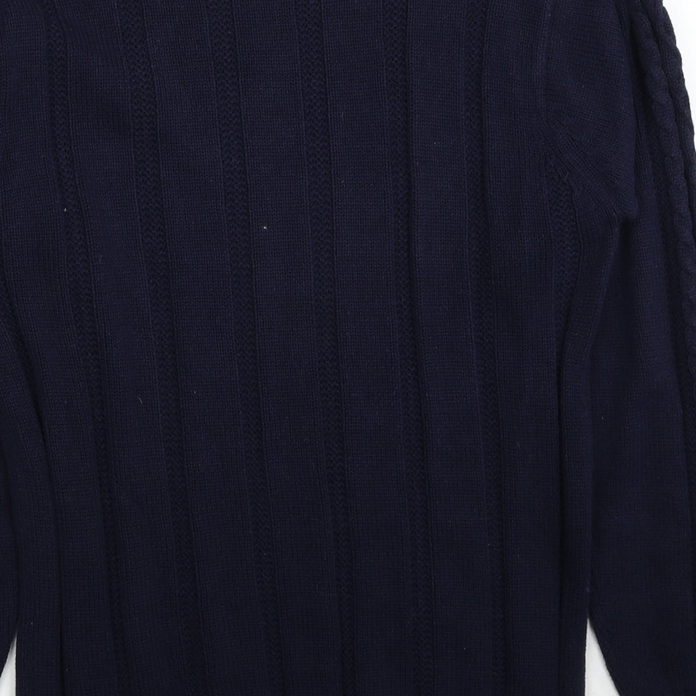 Jumper Womens Blue Round Neck Cotton Pullover Jumper Size S