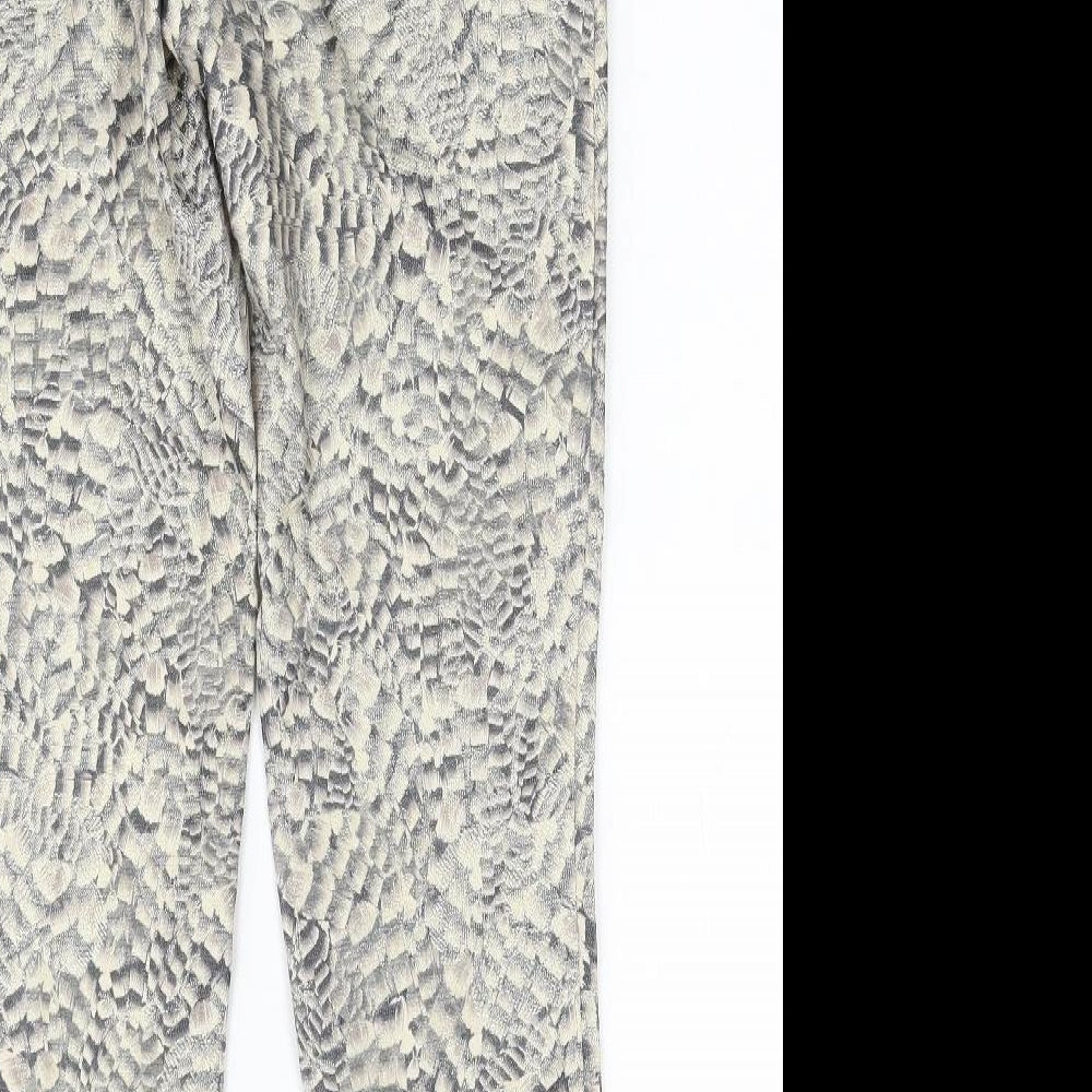 South Womens Beige Geometric Polyacrylate Fibre Trousers Size 10 Regular Zip