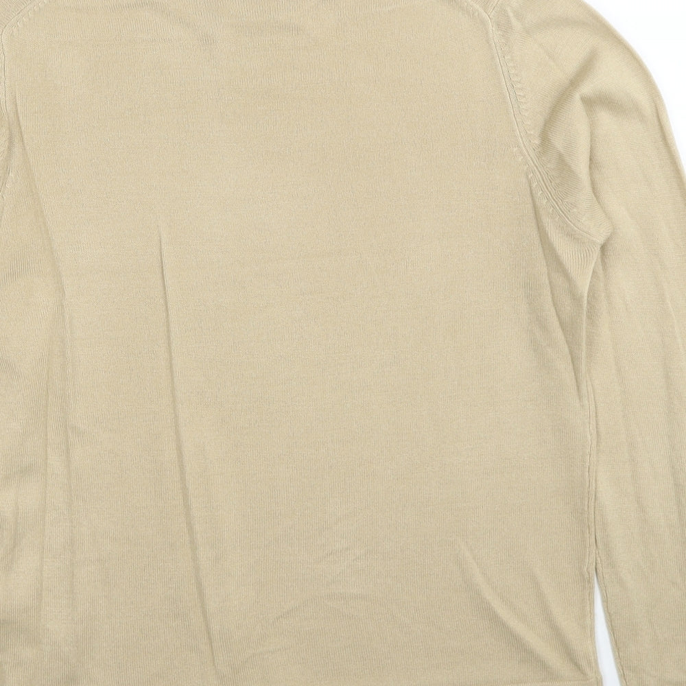 Marks & Spencer Womens Beige Mock Neck Acrylic Pullover Jumper Size 12