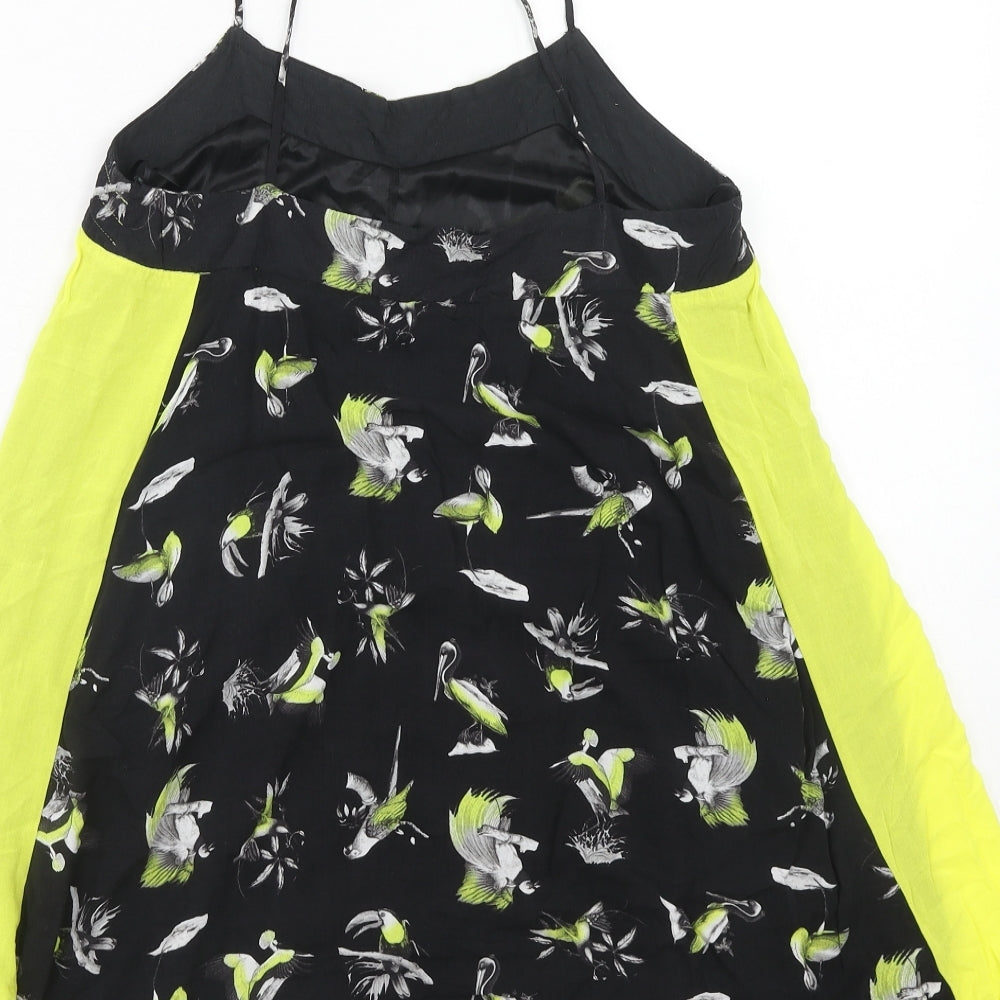 Zara Womens Green Geometric Polyester Basic Tank Size M V-Neck - Birds Print
