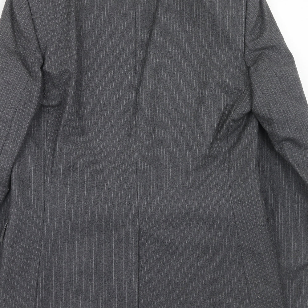 Peter Brown Mens Grey Striped Wool Jacket Suit Jacket Size 36 Regular