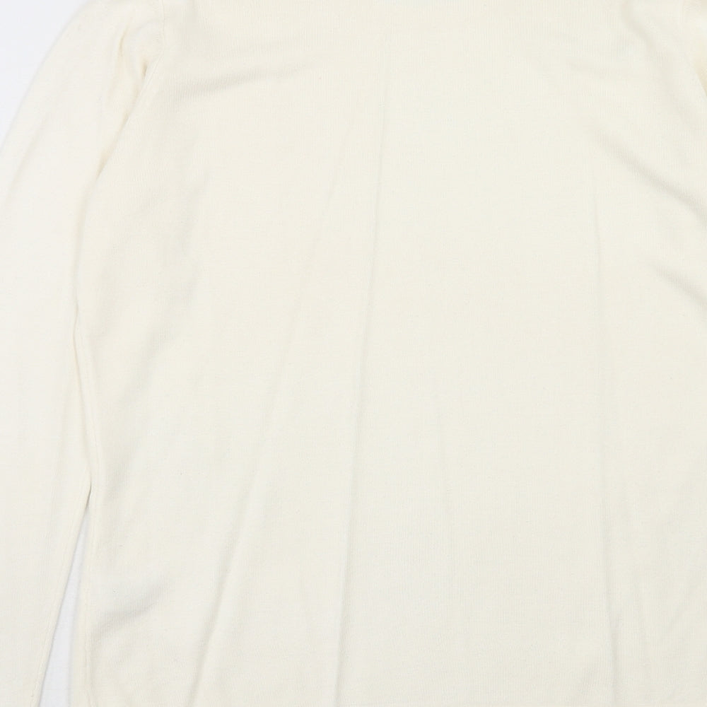 Bonmarché Womens Ivory Round Neck Acrylic Pullover Jumper Size S