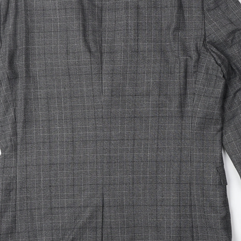 NEXT Mens Grey Plaid Polyester Jacket Suit Jacket Size 38 Regular