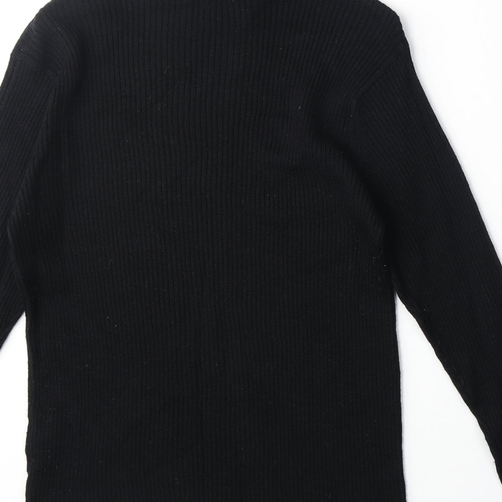 At El Womens Black High Neck Acrylic Pullover Jumper Size L