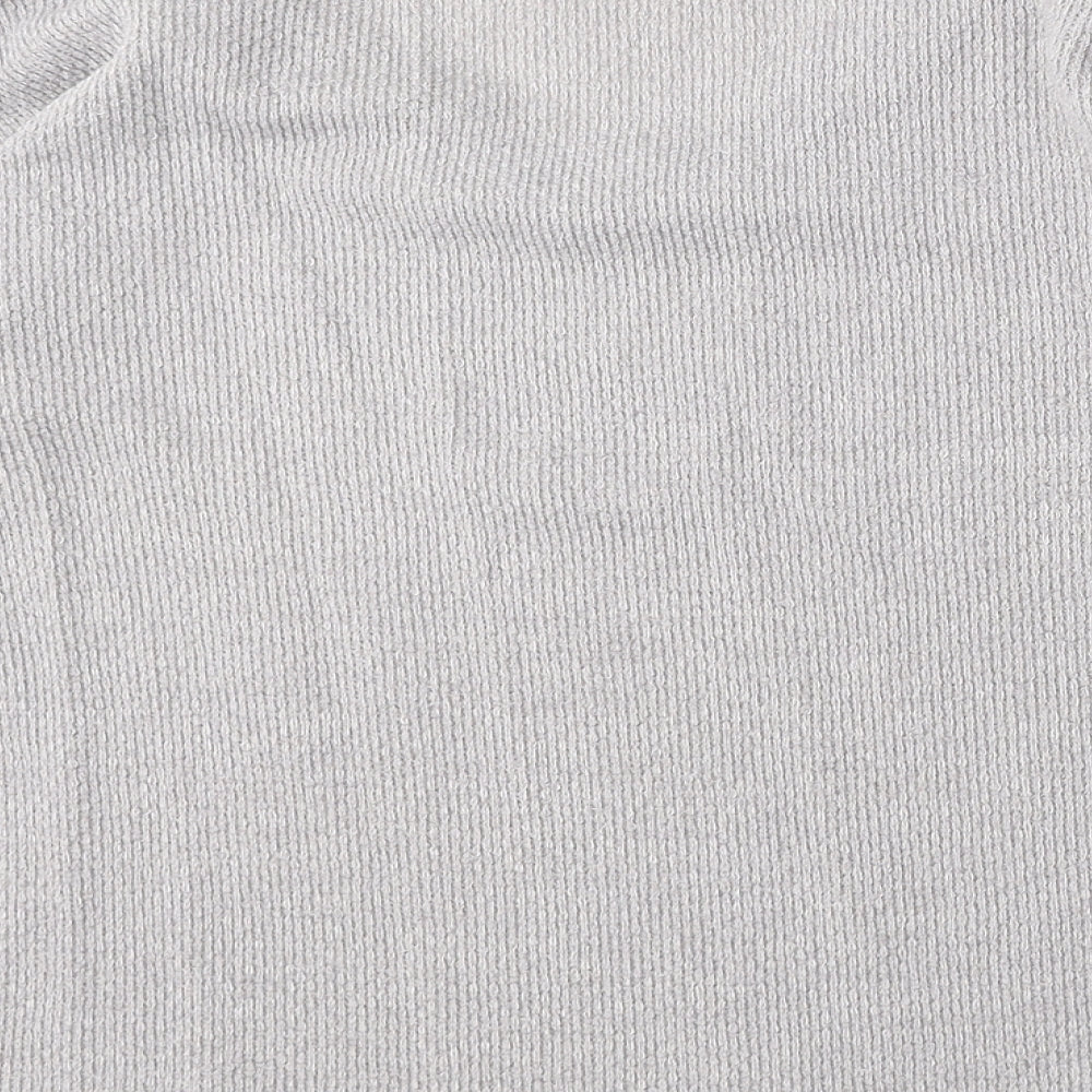 Preworn Womens Grey V-Neck Polyester Pullover Jumper Size S