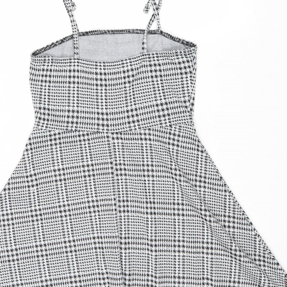 Preworn Womens Grey Plaid Polyester A-Line Size 6 Square Neck Pullover