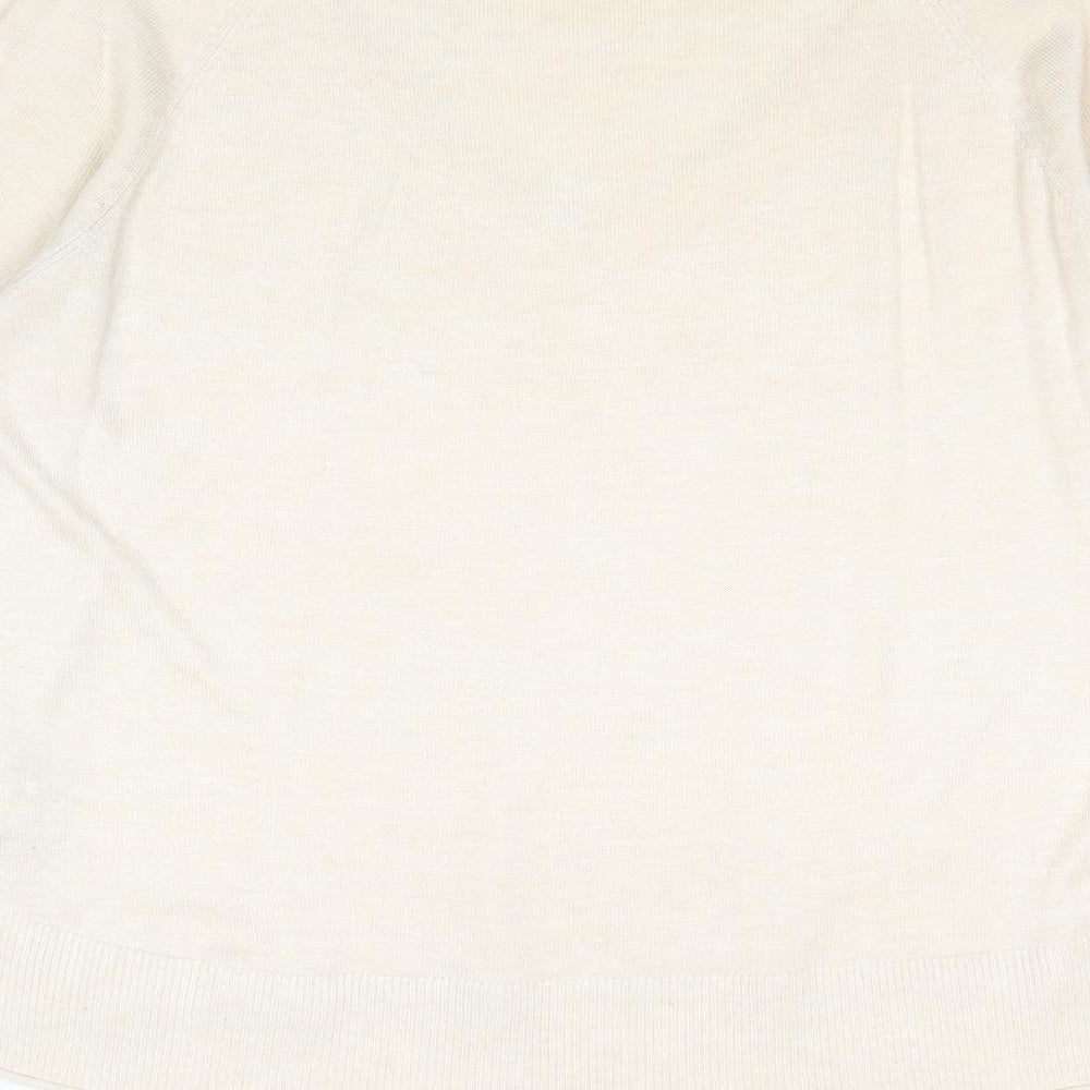 Zara Womens Beige V-Neck Polyester Pullover Jumper Size L