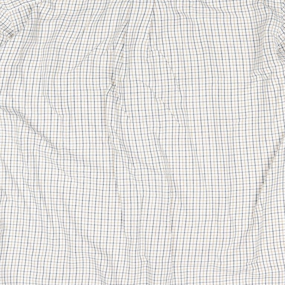 EWM Mens Beige Striped Polyester Button-Up Size L Collared Button