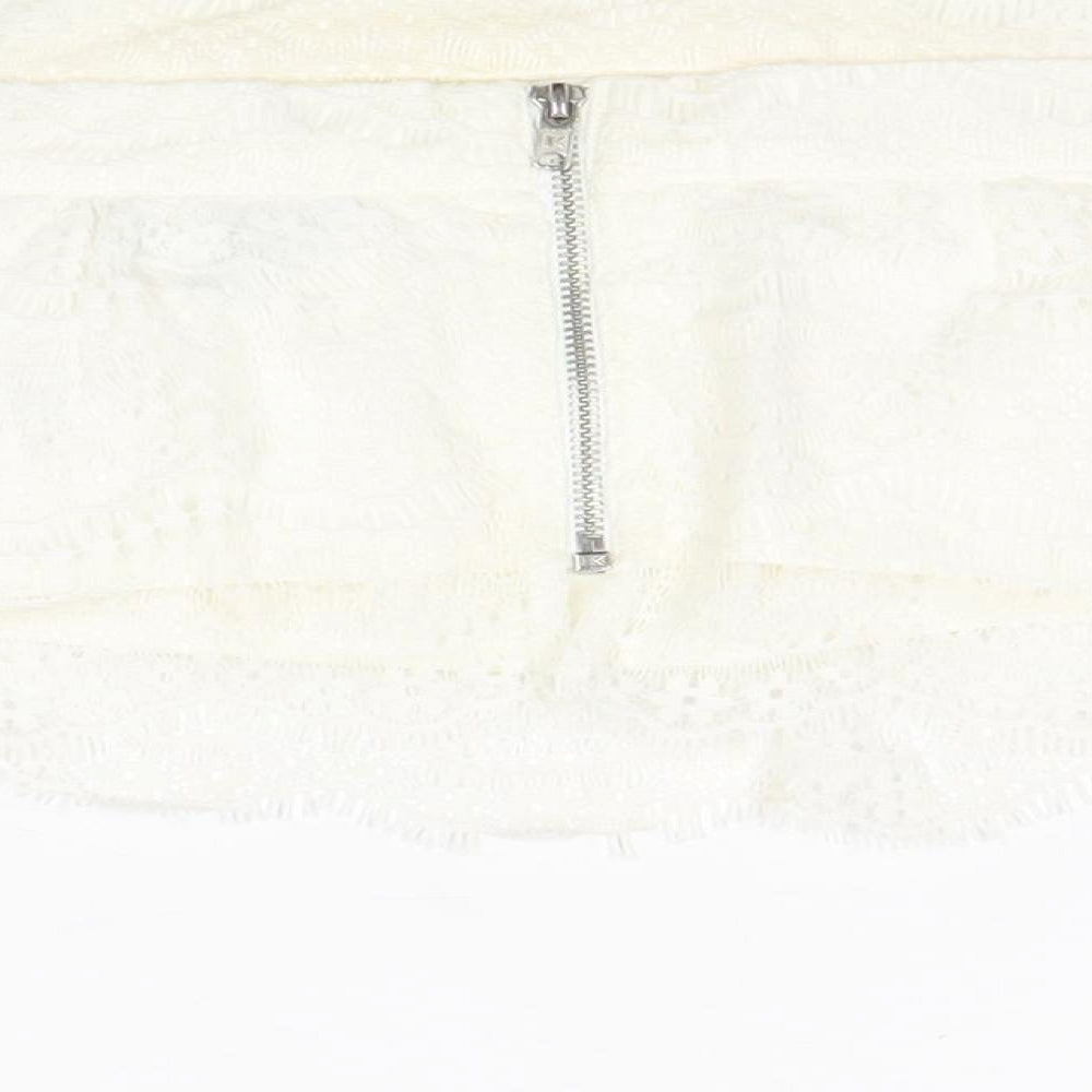 Topshop Womens Ivory Nylon Cropped Tank Size 6 Off the Shoulder