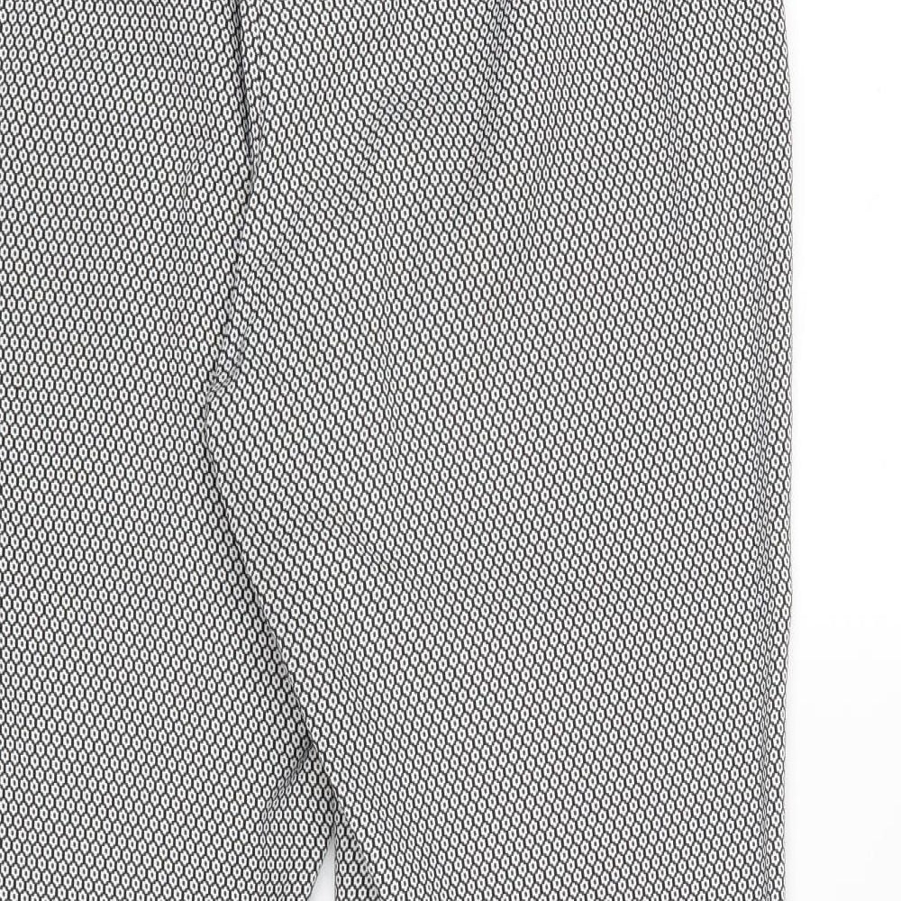 Miss Selfridge Womens Black Geometric Polyester Chino Trousers Size 12 Regular Zip