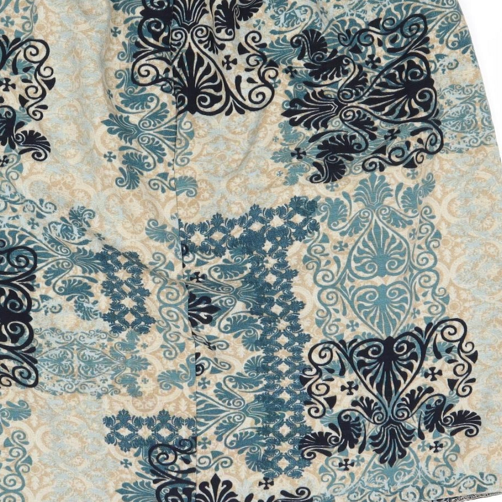 EWM Womens Blue Geometric Polyester Swing Skirt Size 36 in
