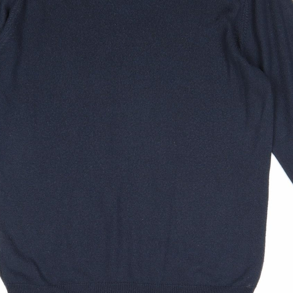 Marks & Spencer Womens Blue V-Neck Acrylic Pullover Jumper Size S