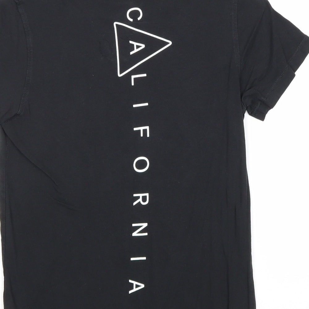 Next Boys Black 100% Cotton Basic T-Shirt Size 7 Years Round Neck Pullover - Los Angeles