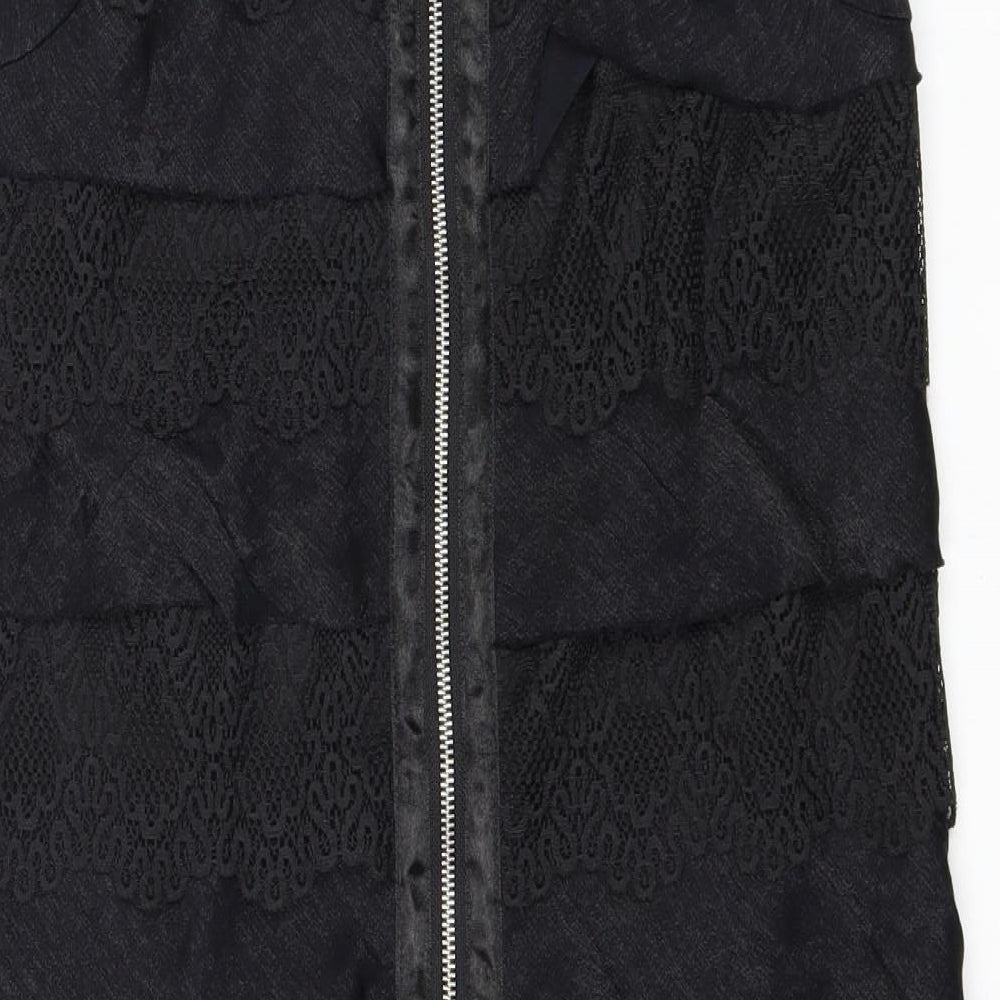 London Times Womens Black Viscose Pinafore/Dungaree Dress Size 8 Square Neck Zip
