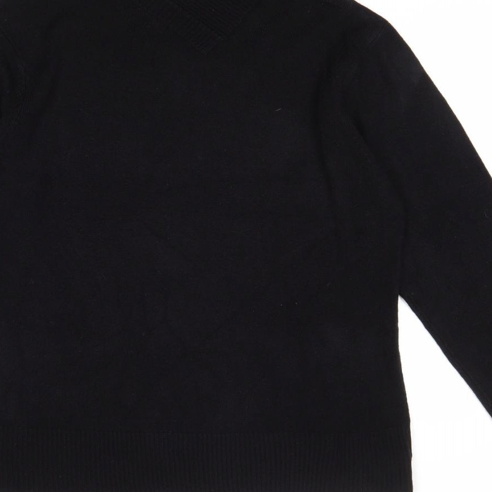 Alexara Womens Black Roll Neck Acrylic Pullover Jumper Size M