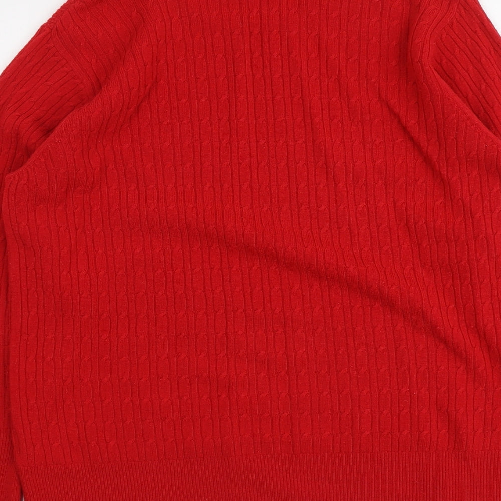 First Avenue Womens Red Round Neck Acrylic Pullover Jumper Size XL