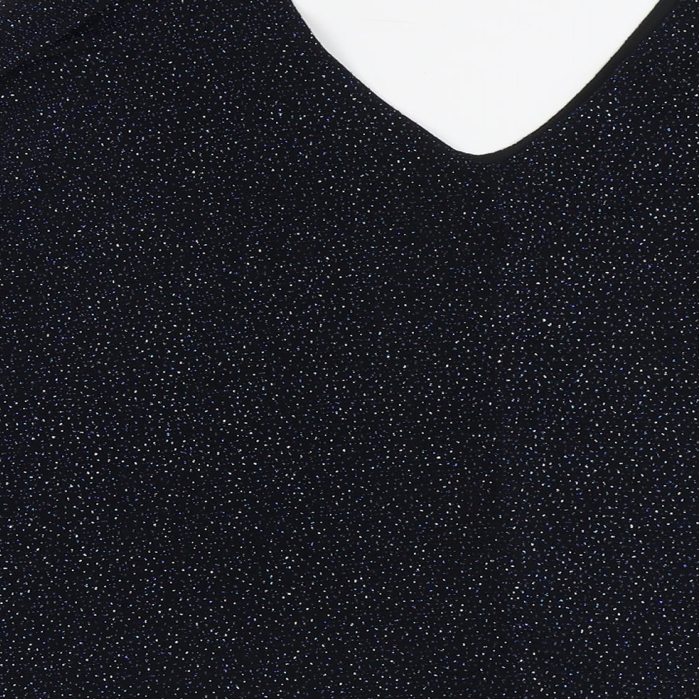 Dorothy Perkins Womens Blue Geometric Nylon Basic Blouse Size 18 V-Neck