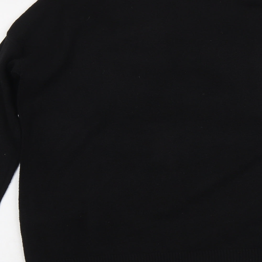 M&Co Womens Black Round Neck Acrylic Pullover Jumper Size 10