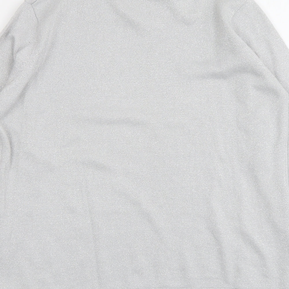Bonmarché Womens Silver Round Neck Acrylic Pullover Jumper Size S