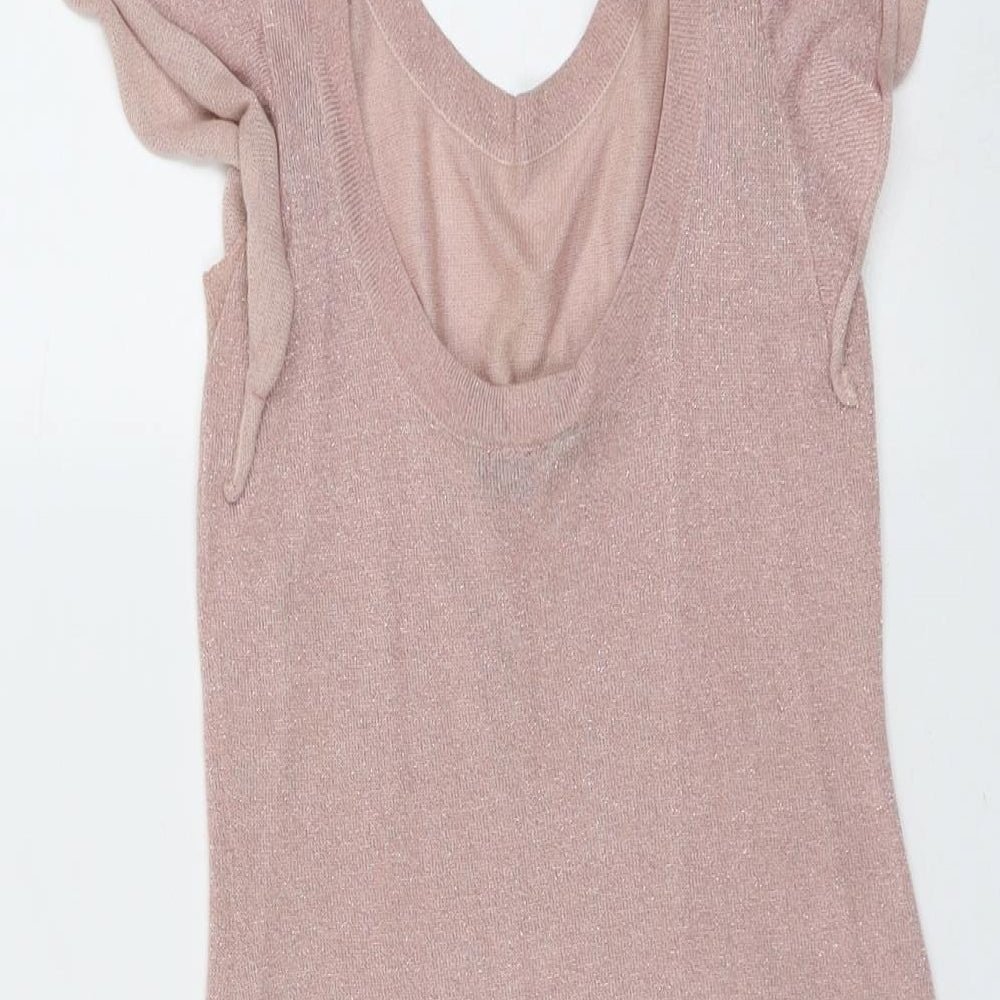 H&M Womens Pink Viscose Bodycon Size 8 Round Neck Pullover
